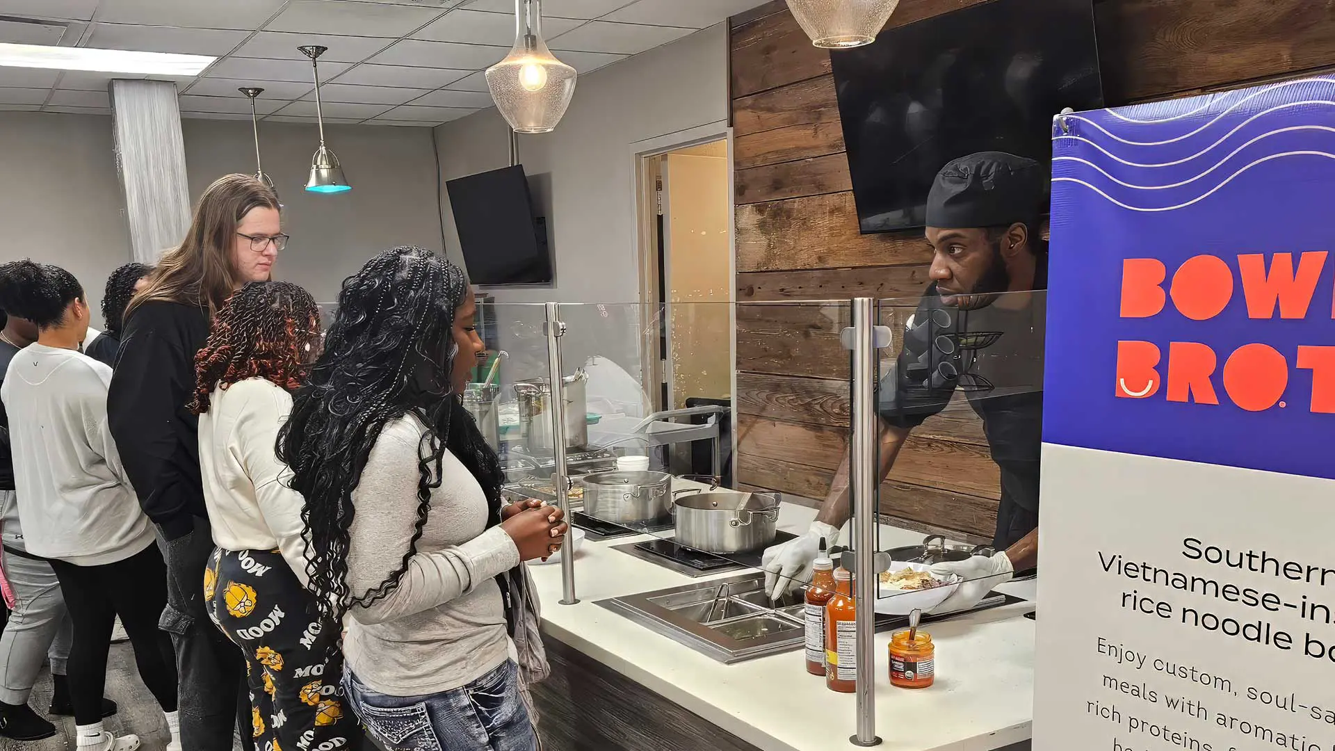 Students standing in cafeteria line